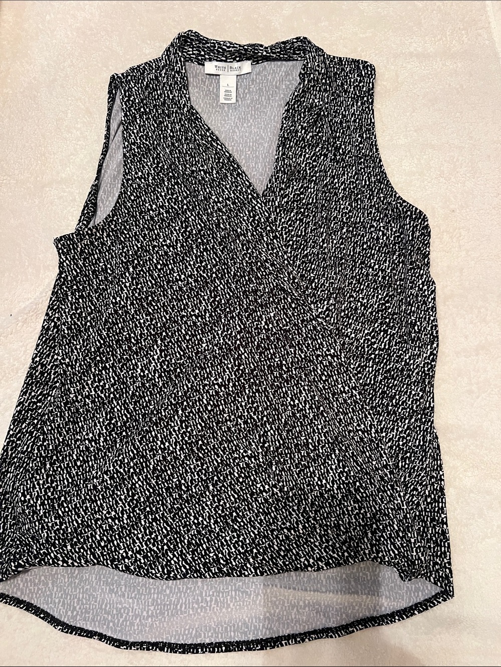White House Black Market Sleeveless crew neck tank attach draped wrap front Top